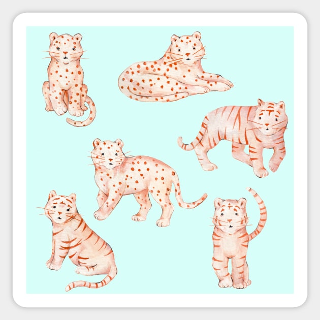 Cute Cheetah Leopard Tiger Watercolor Sticker by wanderinglaur